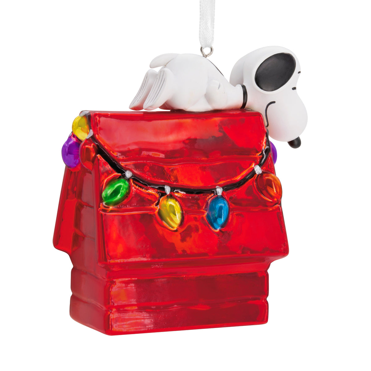Collectable PEANUTS™ Christmas Glass Hanging Ornament - SNOOPY Doghouse