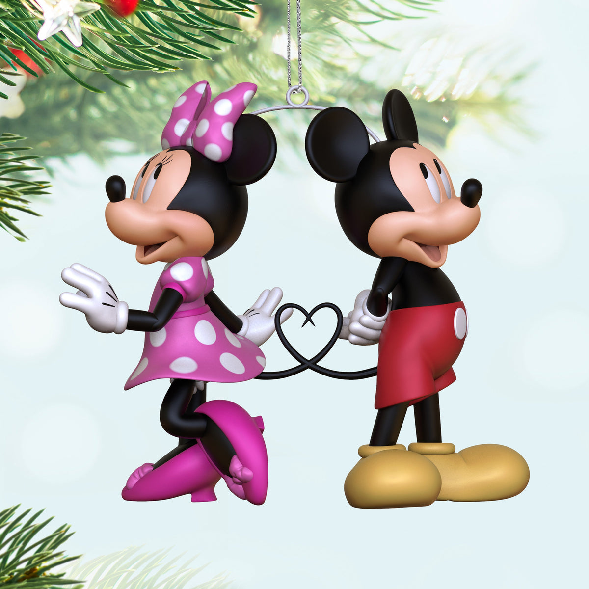 Keepsake Disney Hanging Ornament - Minnie & Mickey Mouse Heart Design