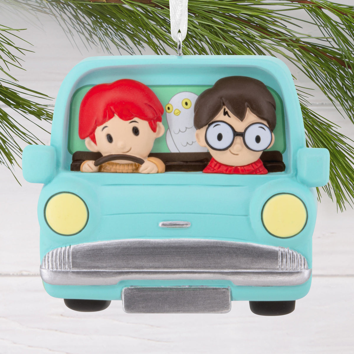 Collectable Harry Potter™ Hanging Ornament - Harry & Ron Flying Ford Design