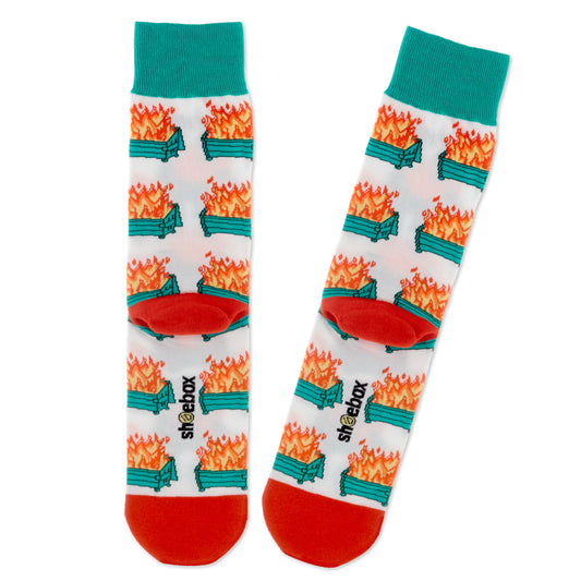 Shoebox Funny Pair of Socks - Dumpster Fires 'Everything's Fine'