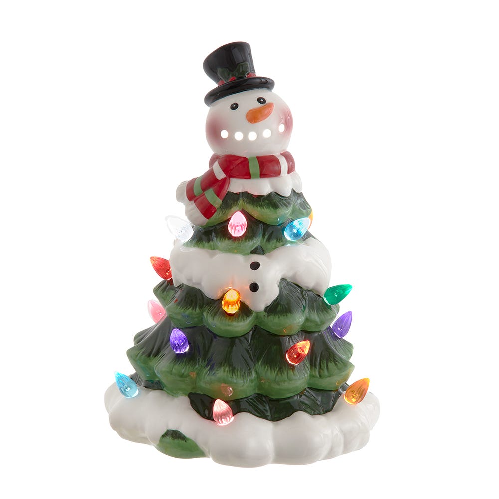 Kurt Adler 9-Inch Battery Operated Ceramic Light-Up Snowman Tree