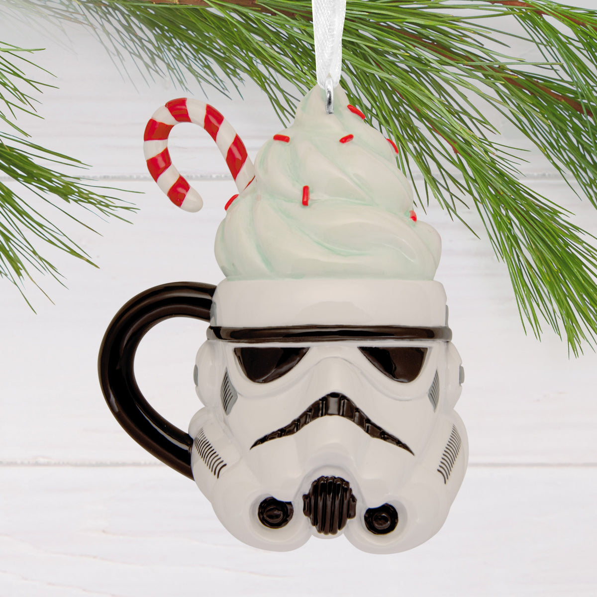 Collectable Star Wars™ Stormtrooper Mug with Whipped Cream and Candy Cane Ornament