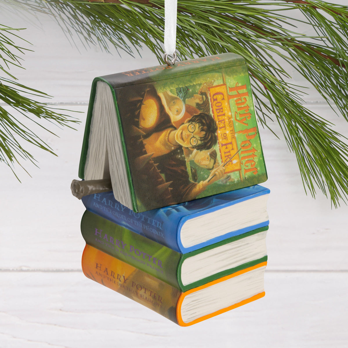 Collectable Harry Potter™ - Book Stack and Wand Ornament