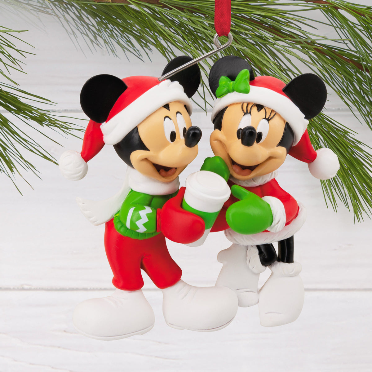 Collectable Disney Christmas - Festive Mickey & Minnie Mouse Ornament