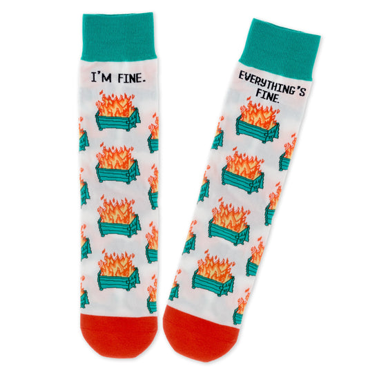 Shoebox Funny Pair of Socks - Dumpster Fires 'Everything's Fine'
