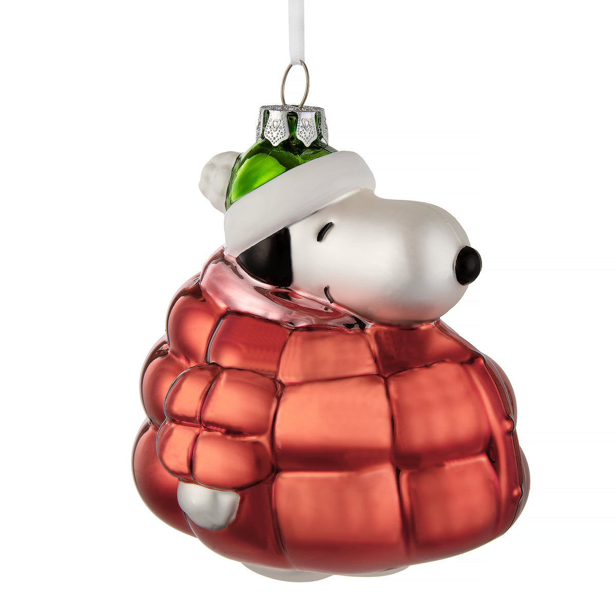 Collectable Glass Ornament - PEANUTS™ SNOOPY in Red Puffer Jacket Design