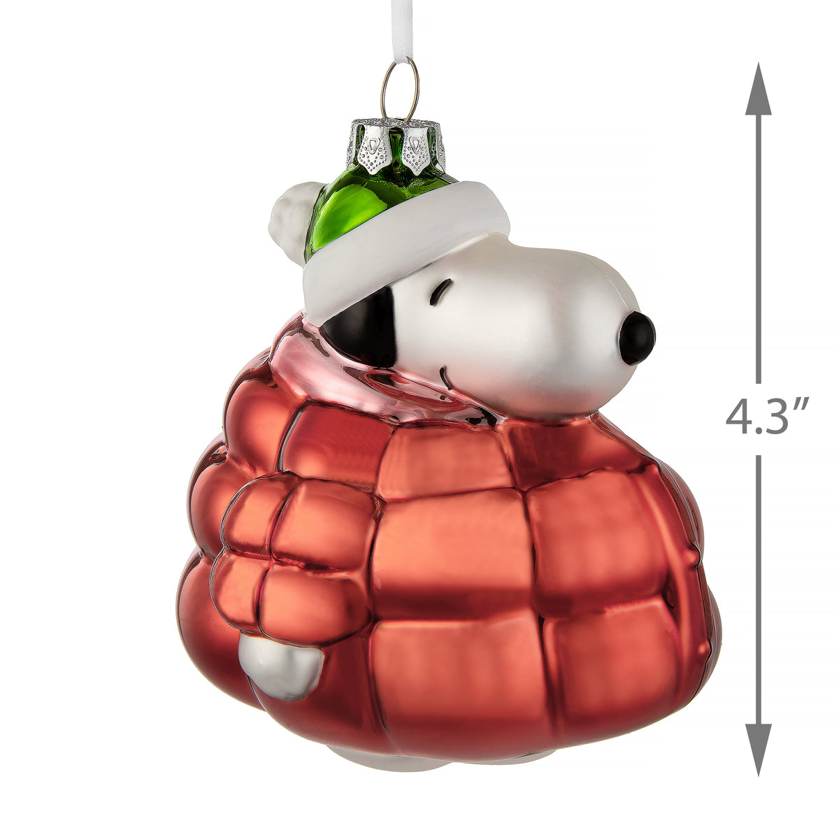 Collectable Glass Ornament - PEANUTS™ SNOOPY in Red Puffer Jacket Design