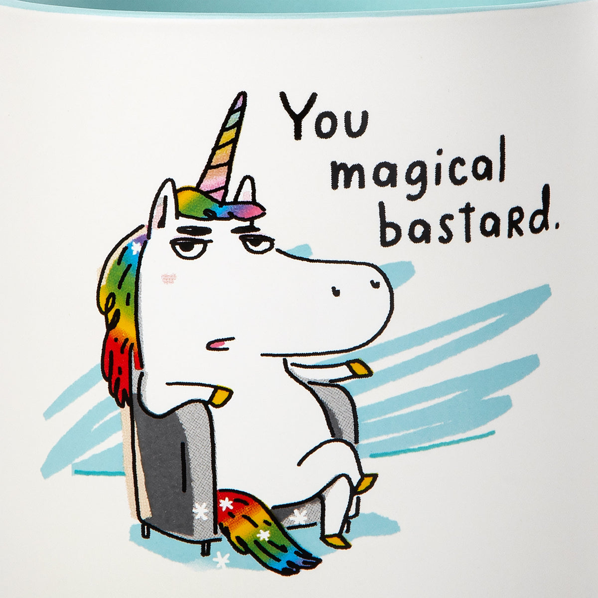 Shoebox Funny Ceramic Mug - Rainbow Unicorn 'You Magical Bastard'