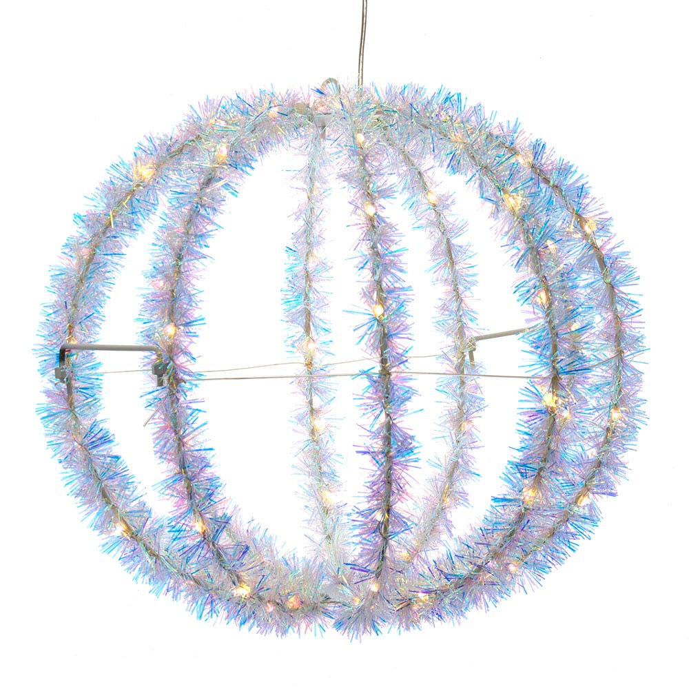 Kurt Adler 12-Inch Warm White LED Tinsel Foldable Sphere